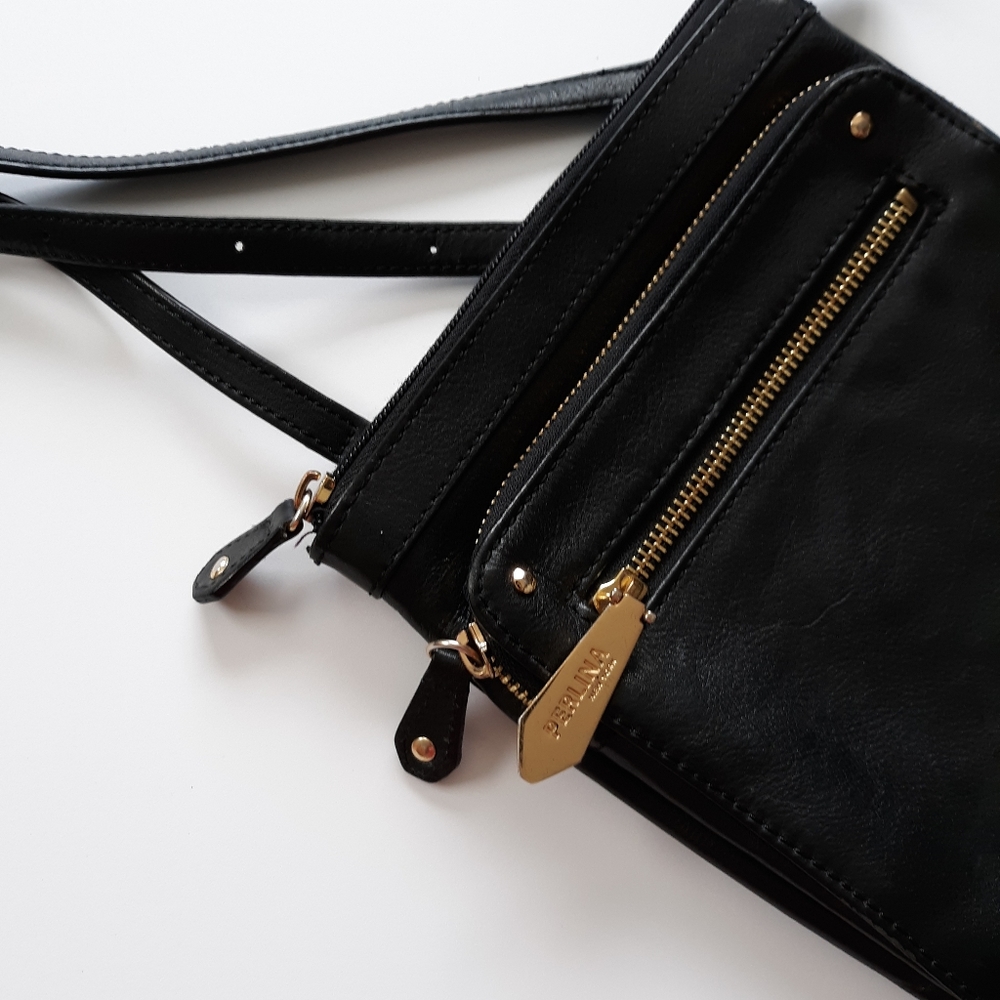 PERLINA EUC Essential Black Genuine Leather Crossbody